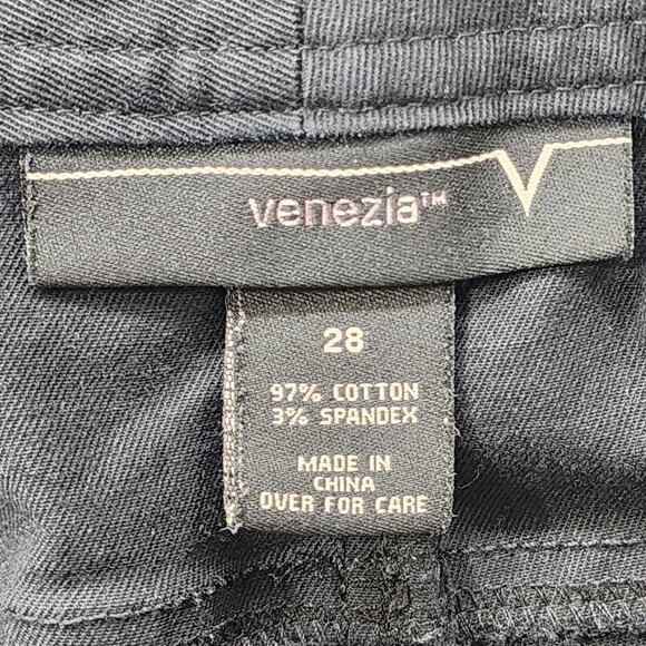 Venezia Jeans Womens 28 Black High Rise Crop Capri Tapered Stretch Denim Casual - Picture 4 of 11